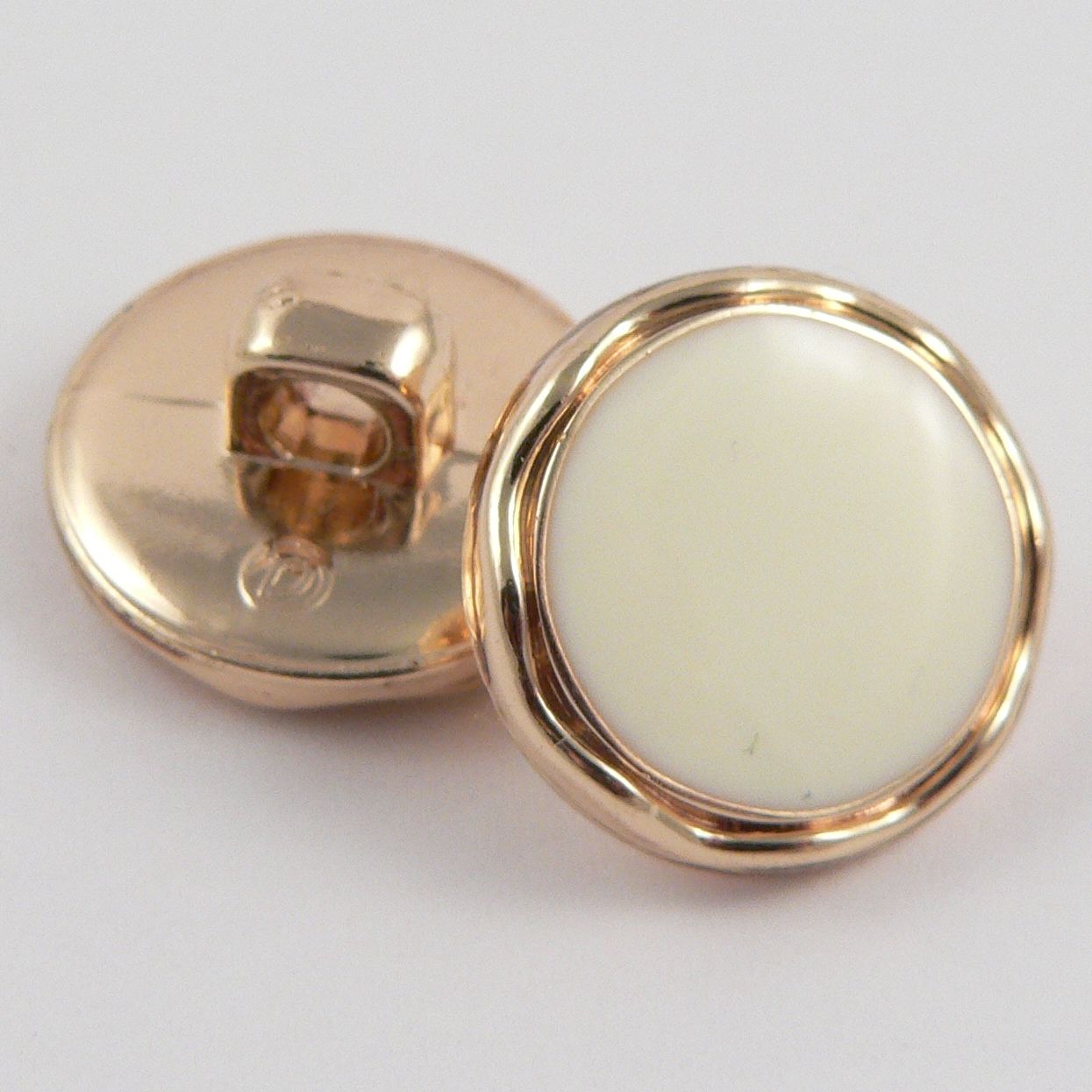 21mm Gold Shank Button Filled with Cream Enamel - Totally Buttons