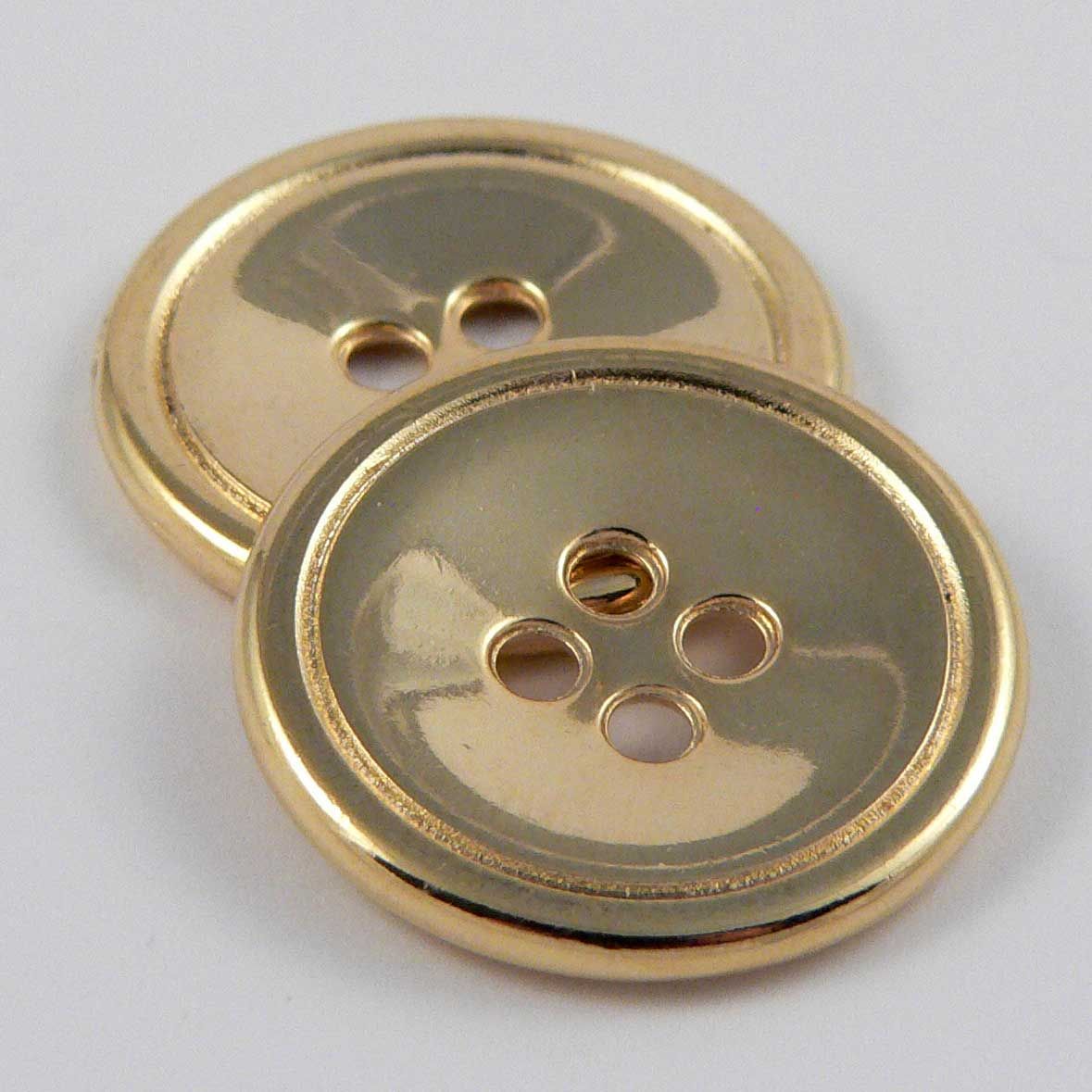 15mm Gold solid Metal 4 Hole rimmed button Totally Buttons
