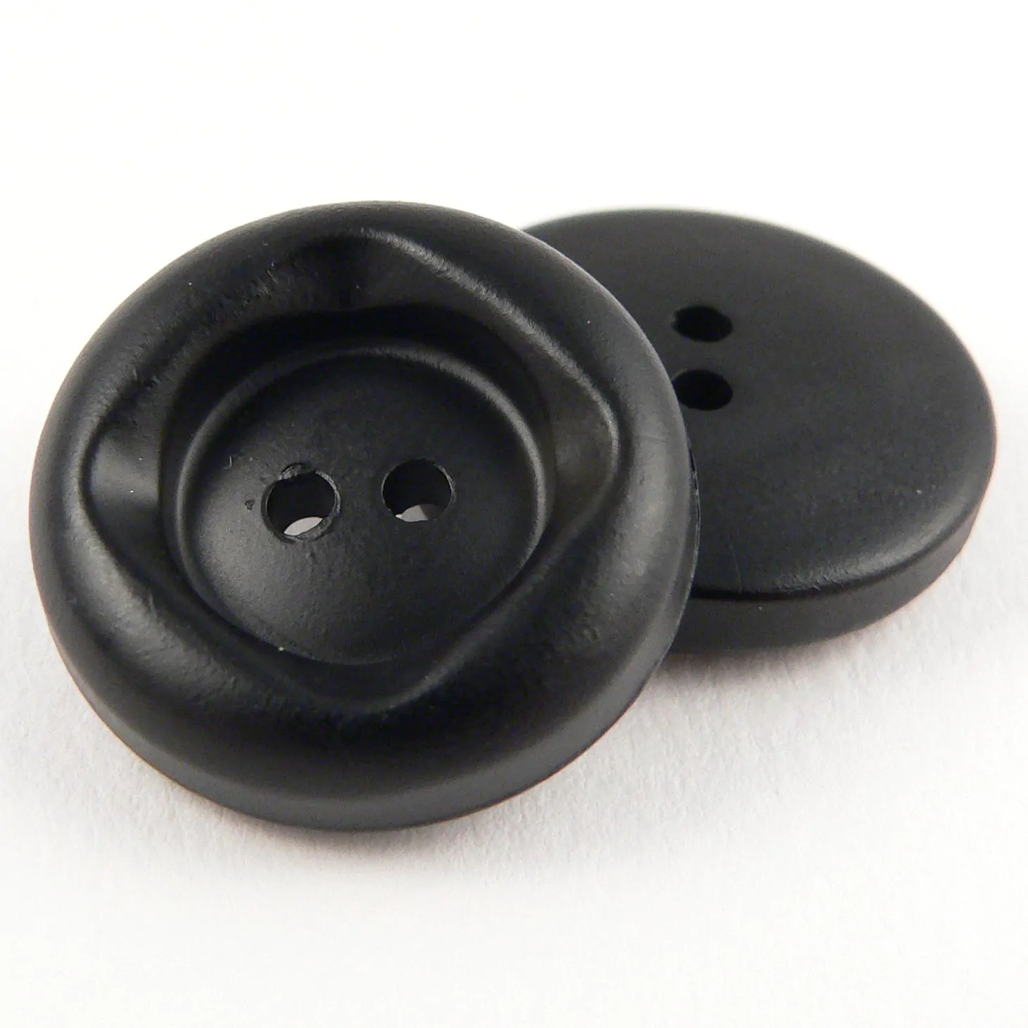 34mm Black Round Square Rimmed 2 Hole Coat Button