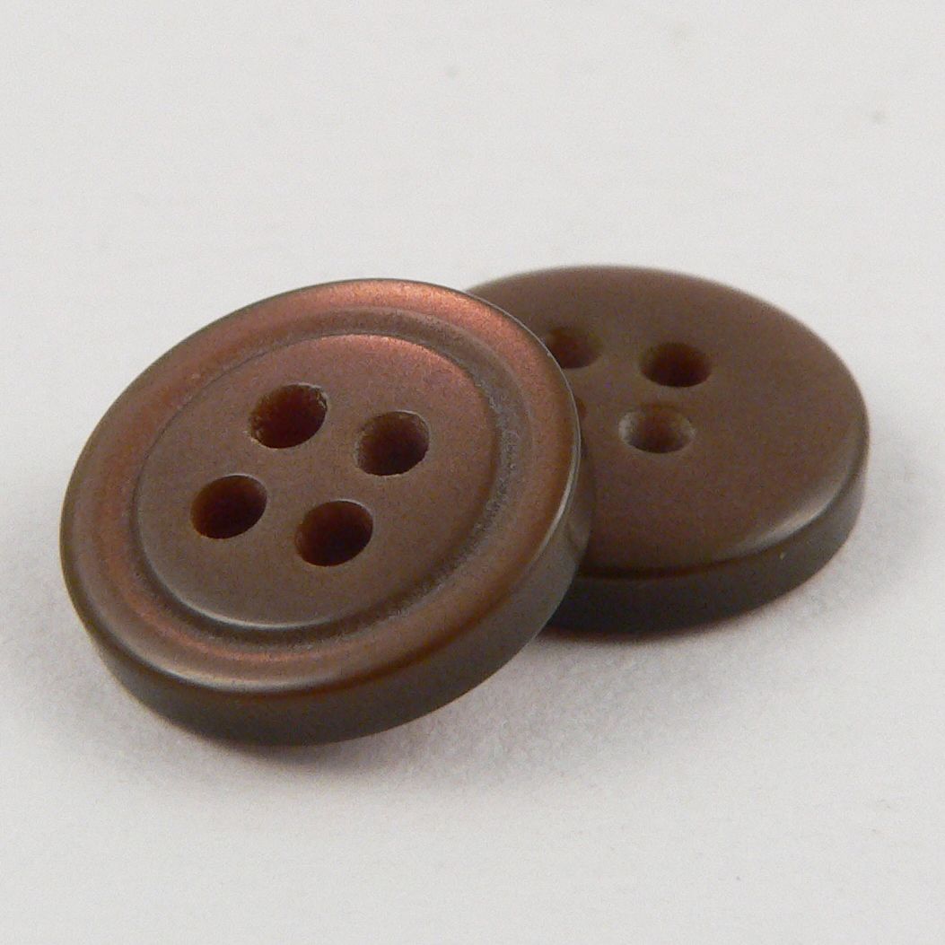 11mm Brown Shirt Style 4 Hole Button - Totally Buttons