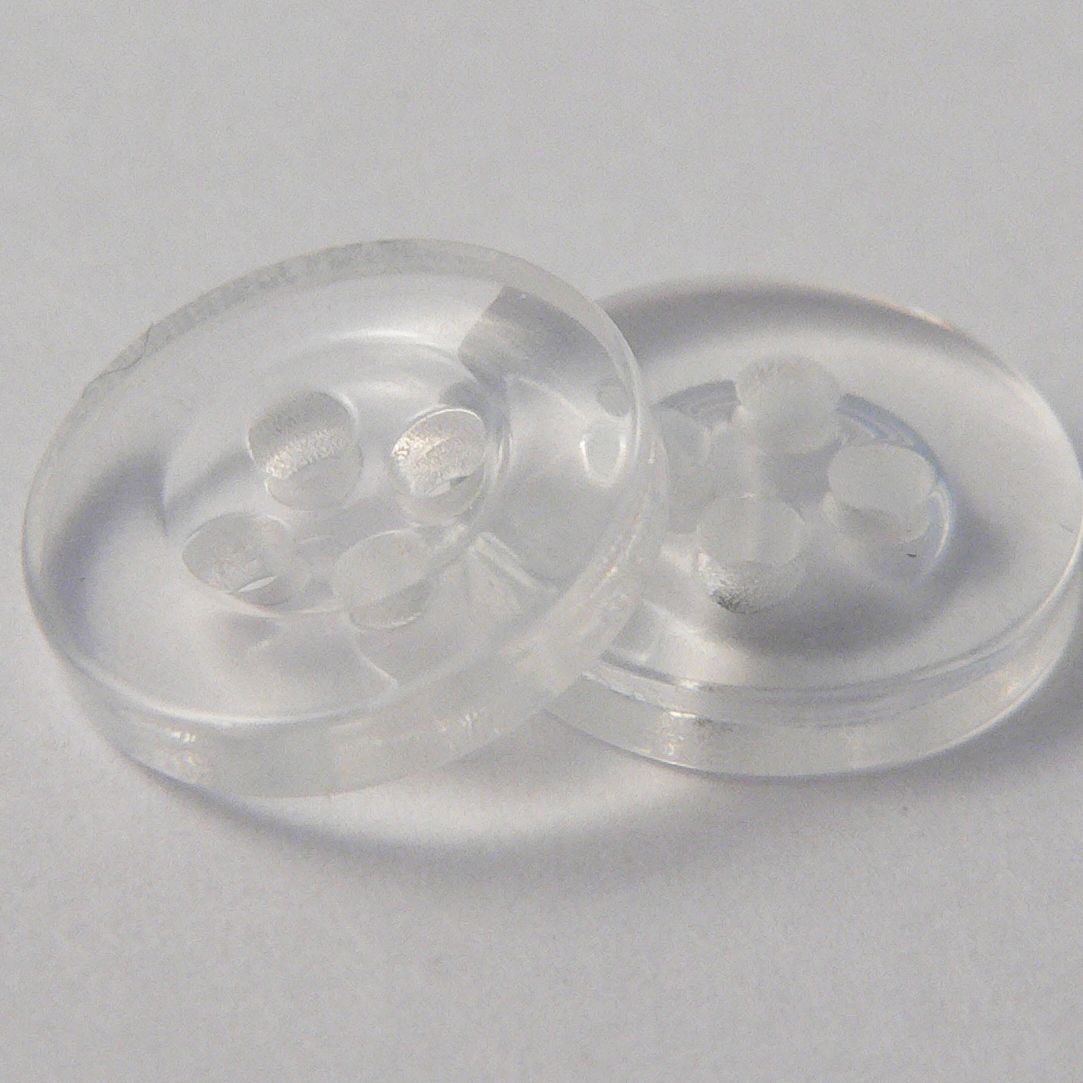 50 Clear Four Holes Buttons, Transparent, Invisible Buttons, 10mm