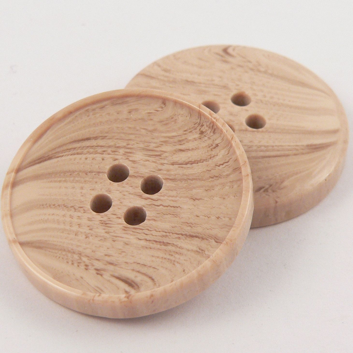 28mm Faux Wood 4 Hole Coat Button - Totally Buttons