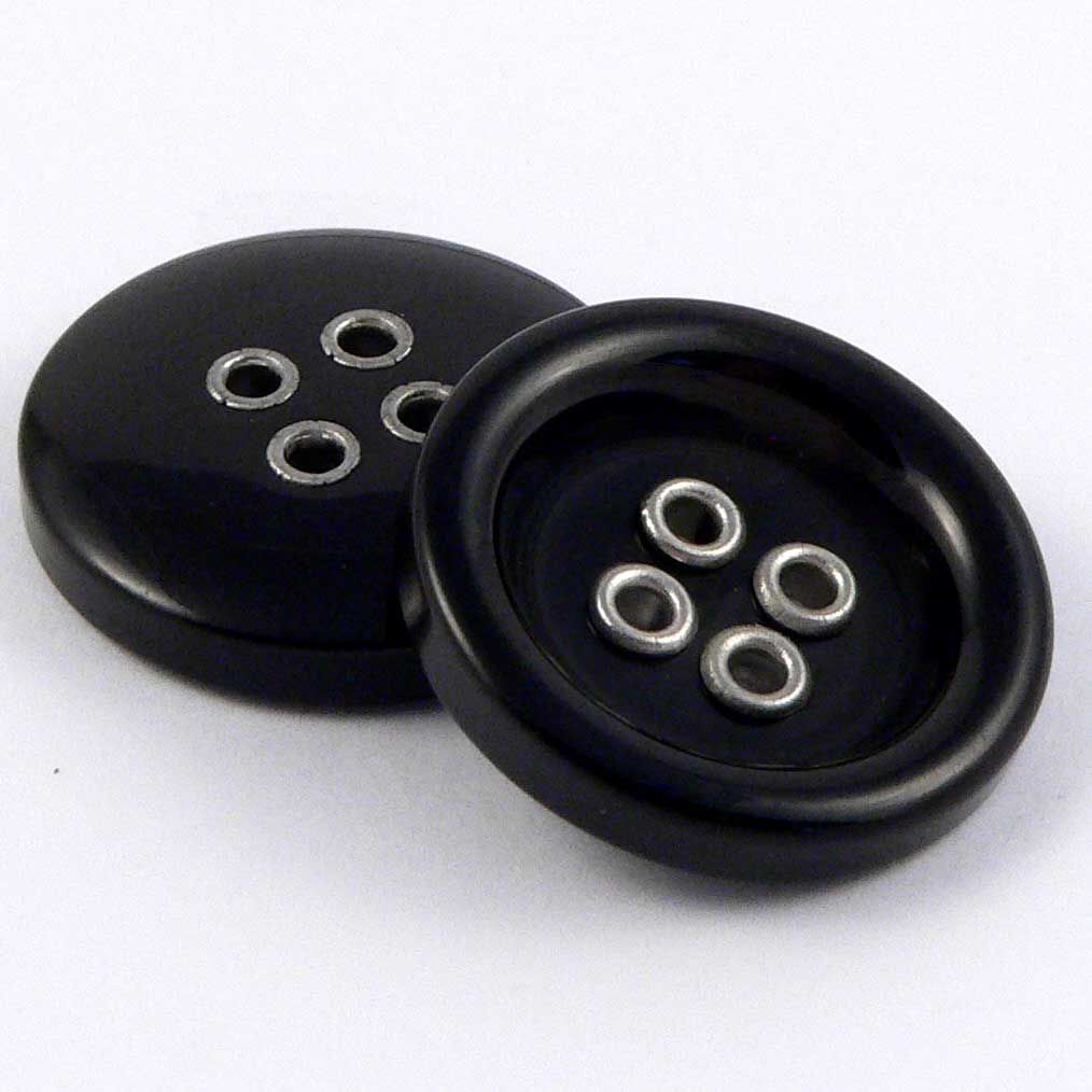 Dill Buttons 20mm 2pc 4 Hole Black