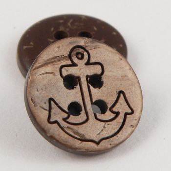 20mm Engraved Anchor Coconut 4 Hole Button