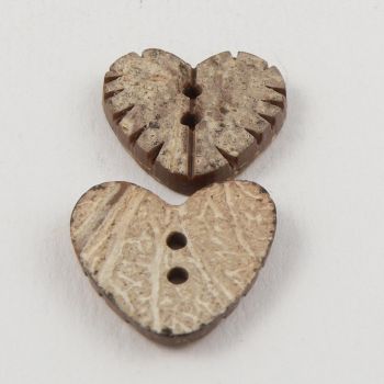 20mm Heart Coconut 2 Hole Button