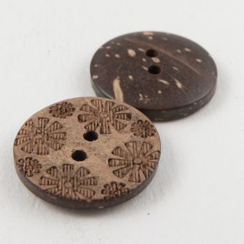 25mm Coconut Contemporary Floral 2 Hole Button