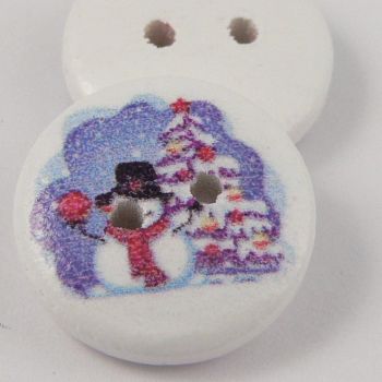 15mm Christmas Snowman 2 Hole Coconut Button