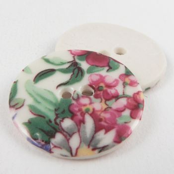29mm Ceramic Multicoloured Floral  2 Hole Button