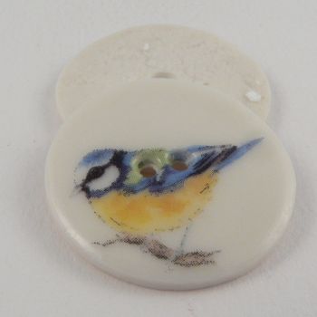 29mm Ceramic Bluetit Bird 2 Hole Button