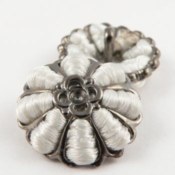 30mm Pewter Metal & Ribbon Shank Button