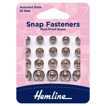  6mm-11mm Assorted Silver Sew On Snap Fasteners Hemline