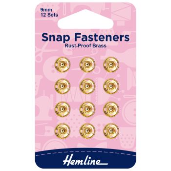 9mm Gold Sew On Snap Fasteners Hemline