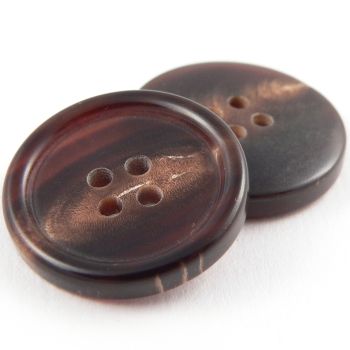 22mm Brown Round Horn 4 Hole Button