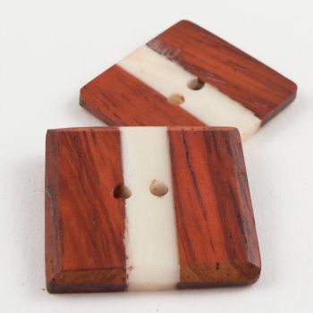 25mm Square Wood & Bone Joint 2 Hole Button