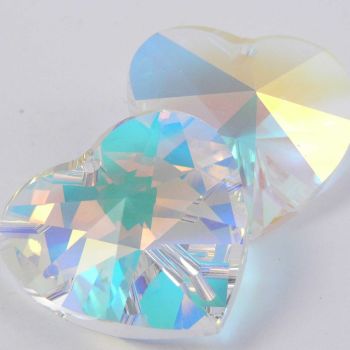 28mm Swarovski Austrian Crystal Clear 1 Hole Heart Pendant