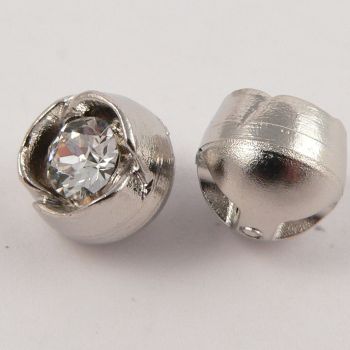 10mm Silver Flower Faceted Glass Shank Button