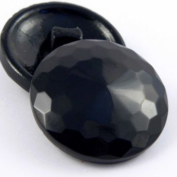22mm Black Pyramid Faceted Domed Glass Shank Button