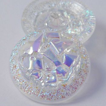 27mm Clear Sparkly Iridescent Glass Shank Button