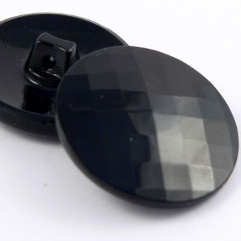 22mm Black Square Faceted Domed Glass Shank Button