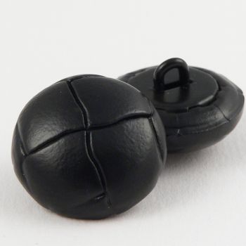 15mm Black Classic Leather Shank Button