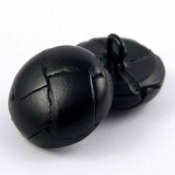 15mm Classic Black Leather Shank Button