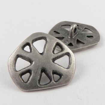 15mm Silver/Pewter Contemporary Metal Shank Button