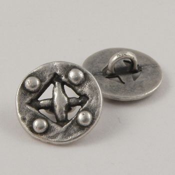 15mm Old Silver Style Metal Shank Button