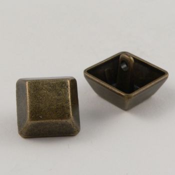 17mm Brass Square Contemporary Shank Metal Button