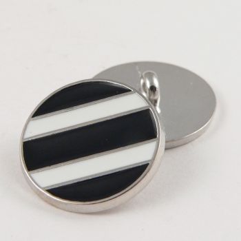 15mm Designer Enamel Striped Metal Shank Button