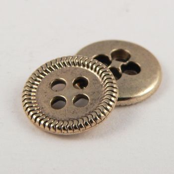 9mm Gold Metal 4 Hole Shirt Button