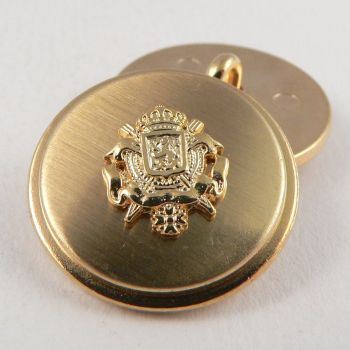 15mm Gold Coat of Arms Metal Shank Suit Button