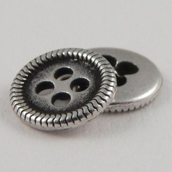 9mm Silver  Metal 4 Hole Shirt Button