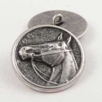 23mm Silver Horse Head Metal Shank Button