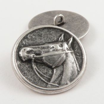 20mm Silver Horse Head Metal Shank Button