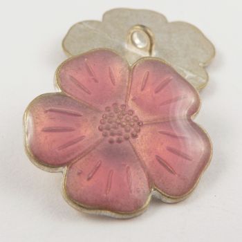 23mm Italian Pink Enamel Flower Metal Shank Button