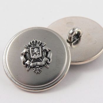 15mm Silver Coat of Arms Metal Shank Suit Button