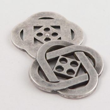 28mm Celtic Pattern Old Silver Metal 4 Hole Button