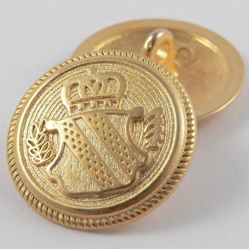 23mm Gold Coat of Arms Solid Metal Shank Suit Button