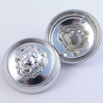 30mm Silver Lion Head Metal Shank Coat Button