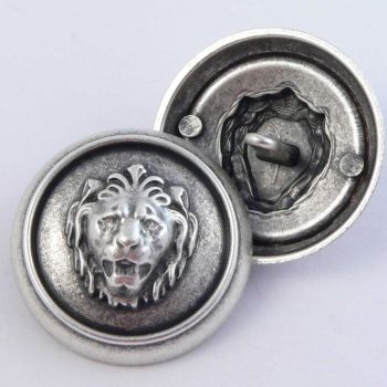 30mm Old Silver Lion Head Metal Shank Coat Button