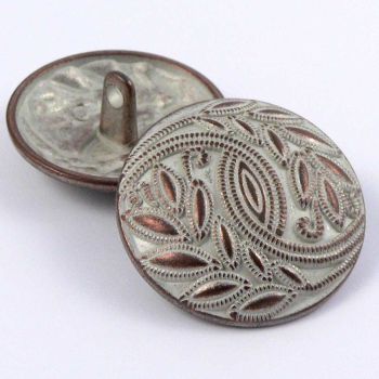25mm Copper & White Round Shank Metal Button