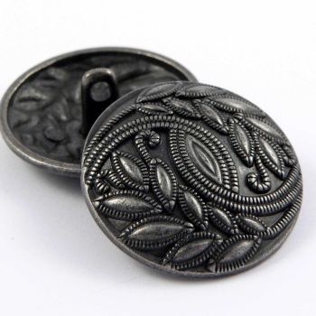 25mm Pewter Floral Round Shank Metal Button
