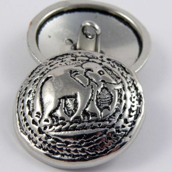 23mm Silver Elephant Metal Shank Button