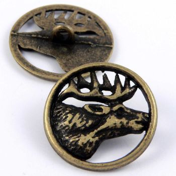 20mm Brass Stag Head Shank Metal Suit Button