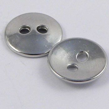 9mm Silver/Chrome Metal 2 Hole Shirt Button