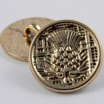 14mm Gold Thistle Flower Metal Shank Button
