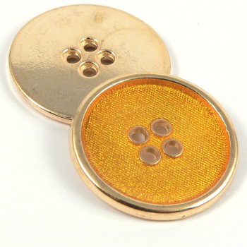 11.5mm Yellow Enamel Set In Gold Metal 4 hole Shirt Button