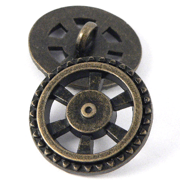 15mm Old Brass Metal Steampunk Wheel Shank Button