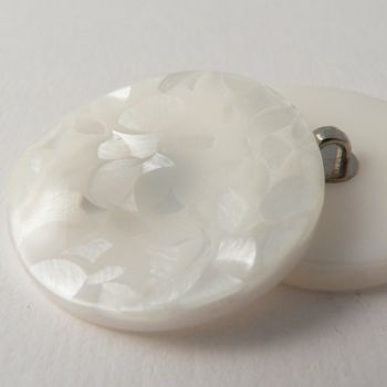 30mm White Diamond Flecked Shank Button