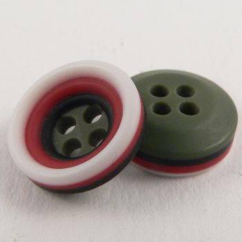 11mm Dark Olive Green Rubber 4 Hole Button